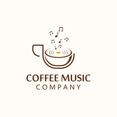 Coffee music vector creative logo template