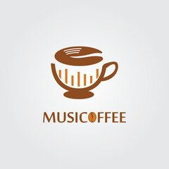 Coffee music vector creative logo template