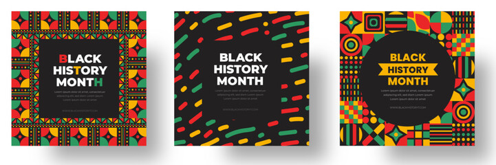 black history month social media post square banner design. black history month background. Juneteenth Independence Day Background. Freedom or Emancipation day. Neo Geometric pattern concept. - obrazy, fototapety, plakaty