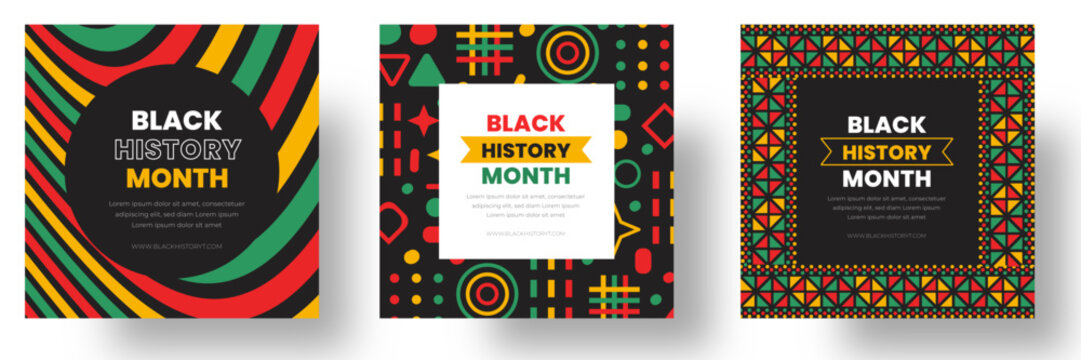 black history month social media post square banner design. black history month background. Juneteenth Independence Day Background. Freedom or Emancipation day. Neo Geometric pattern concept.