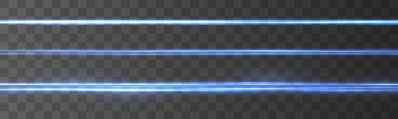 Magic soft horizontal neon lines. Set of abstract lens flares. Flash luminous blue line motion. Laser sparkle beams, glowing speed rays, sparks light effect. Luminous sparkling lined. Vector © Mirotvoric