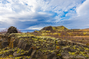 Inland autumn country of Western Iceland