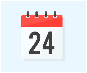 The twenty fourth day of the month with date 24, day twenty-fourth logo design. Calendar icon flat day 21. Reminder symbol. Event schedule date. Meeting appointment time vector design and illustration