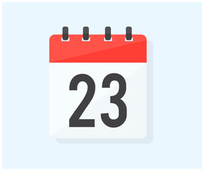 The twenty third day of the month with date 23, day twenty three logo design. Calendar icon flat day 23. Reminder symbol. Event schedule date. Meeting appointment time vector design and illustration.
