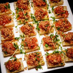 Set of tartar snacks on event catering.