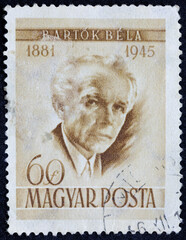 HUNGARY - CIRCA 1966: Postage stamp 60 forints printed in the Hungary shows Portrait of...