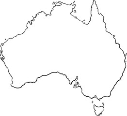 doodle freehand drawing of australia map.