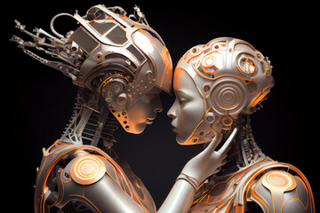 Robot android feeling in love. Generative AI
