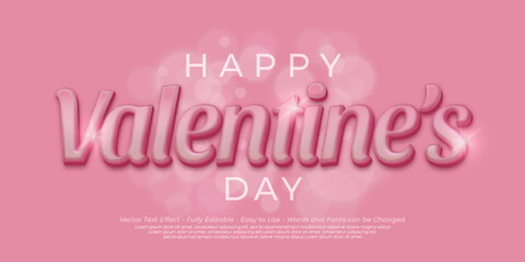 Fototapeta premium 3d font style effect text happy valentine's day