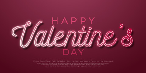 Naklejka na ściany i meble 3d font LED light style effect text happy valentine's day