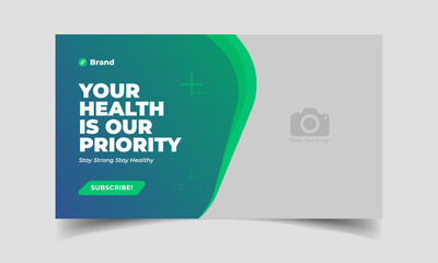 health and medical doctors web banner template and video thumbnail design. workshop business template for video cover photo for social media post template. 