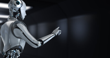 Cyborg Robot 3d render. RPA Robotic process automation Automation AI.