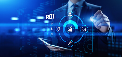 ROI Return on investment financial technology trading business and finance concept.