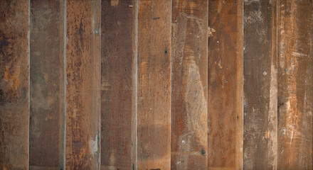 Natural wood slats wall or lath line arrange. Flooring pattern surface texture. Close-up of...