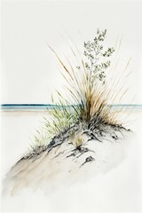 sand dunes on the beach, watercolor, AI assisted finalized in Photoshop by me 