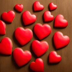 Fototapeta premium Heart shaped cookies. Perfect for articles on love of food, Valentines Day etc. 