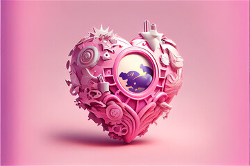 Abstract pink heart, generative ia - obrazy, fototapety, plakaty