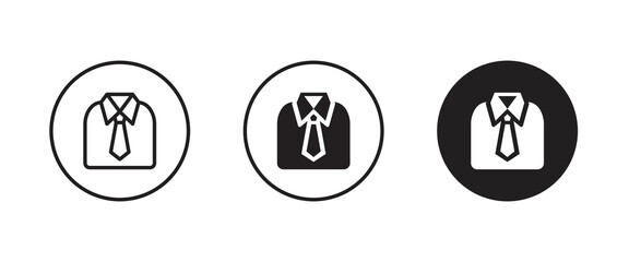 Uniform Male dress shirt icon. Shirt and tie icon suit men formal business wear icon symbol logo illustration, editable stroke, flat design style isolated on white