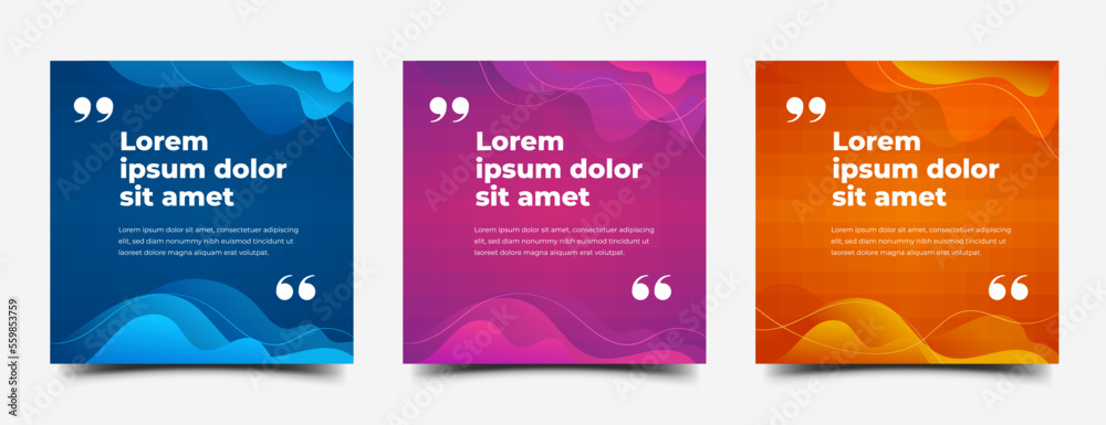 Canvas Prints set of colorful social media post template for quote background