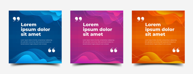 Set of Colorful social media post template for quote background