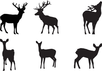 deer silhouette set, deer silhouette simple 