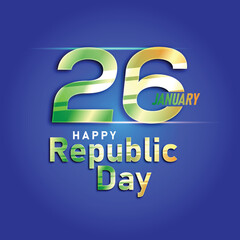 26 January Happy Republic Day Flashy Text
