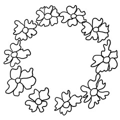 Flower crown wreath doodle white background 