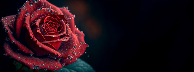 Beautiful red rose with copyspace,  Red rose for valentines day, 14 february Generative AI