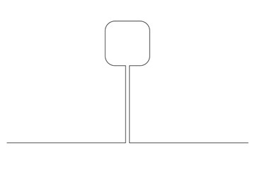 Single continuous line drawing template of square road sign. One line draw vector illustration.
