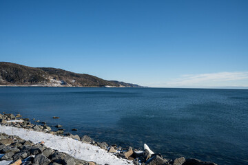 Godbout Bay in winter along the St. Lawrence River on the North Shore