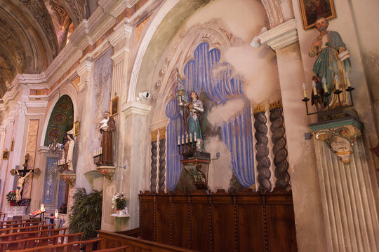 Cargese, Corse, france may 10, 2013 : interiors of Catholic church of Cargese village, corse, france