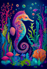 Generative Abstract Render Seahorse 