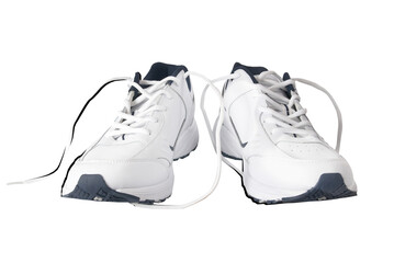 Pair of white trainers sneakers shoes in PNG isolated on transparent background