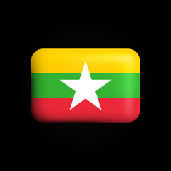 Myanmar Flag 3D Icon. National Flag of Myanmar. Vector illustration