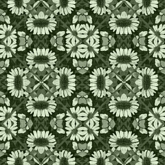 Wildflower green flower damask seamless pattern. Geometric antique floral for vintage decorative wallpaper. Cottagecore fashion repeat tile.