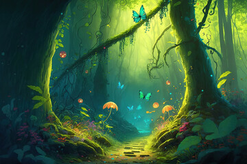 Fototapeta premium fairy forest in vivid colors