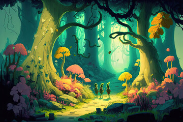 Obraz na płótnie Canvas fairy forest in vivid colors