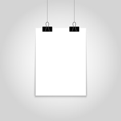 Mockup poster. one hanging poster mockup. Vector