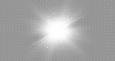 Dazzling flash. Bright Star. Magic dust. Brilliant vector. Bright sun. Glare. shining beam. Rash.