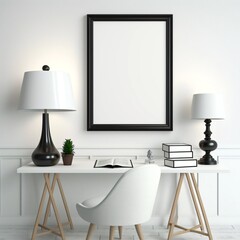 room with table and lamp picture template mock up
