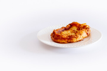 Fried French toast (Torrijas). Typical Spanish Easter sweet. Vertical photography and selective focus