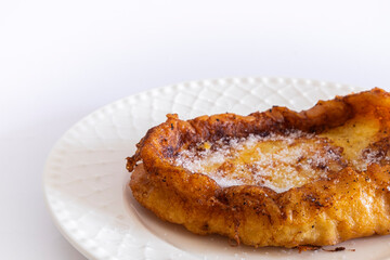 Fried French toast (Torrijas). Typical Spanish Easter sweet. Vertical photography and selective focus