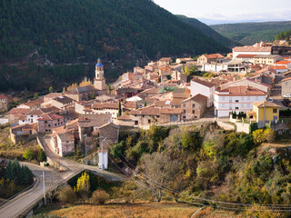 Fototapeta na wymiar View of Cabra de Mora, village in Teruel, Aragon, Spain