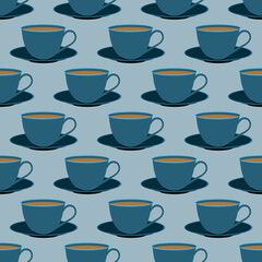 Seamless pattern coffee and tea cup