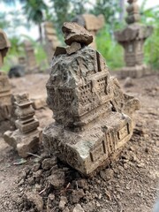 selective focus photo of lampulo ancient tombstone grave of aceh kingdom admiral