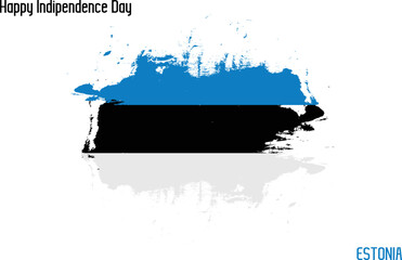 Estonia National Flag Grunge Brush Stroke Vecctor Design