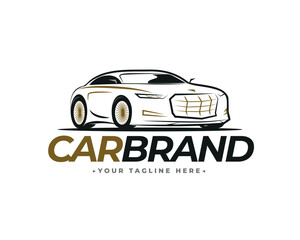 Concept Luxury Car Brand Stylish Logo Design in Black and Gold