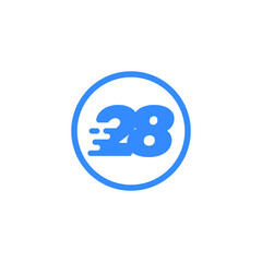 Fototapeta na wymiar number 28 speed tech modern icon logo vector