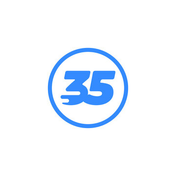 Number 35 Speed Tech Modern Icon Logo Vector