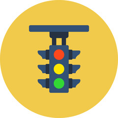Traffic Light Multicolor Circle Flat Icon